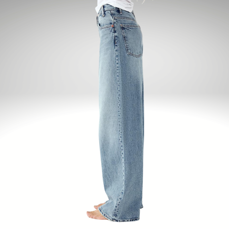 Rachel – Jean asymétrique taille haute bleu