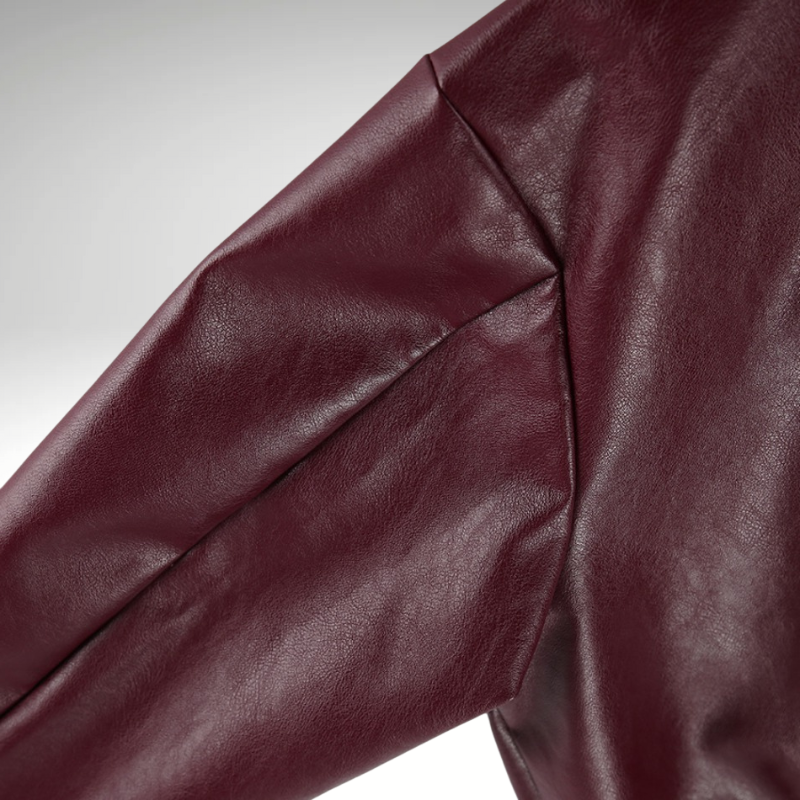 Eva Bomber – Veste en cuir tendance, bordeaux