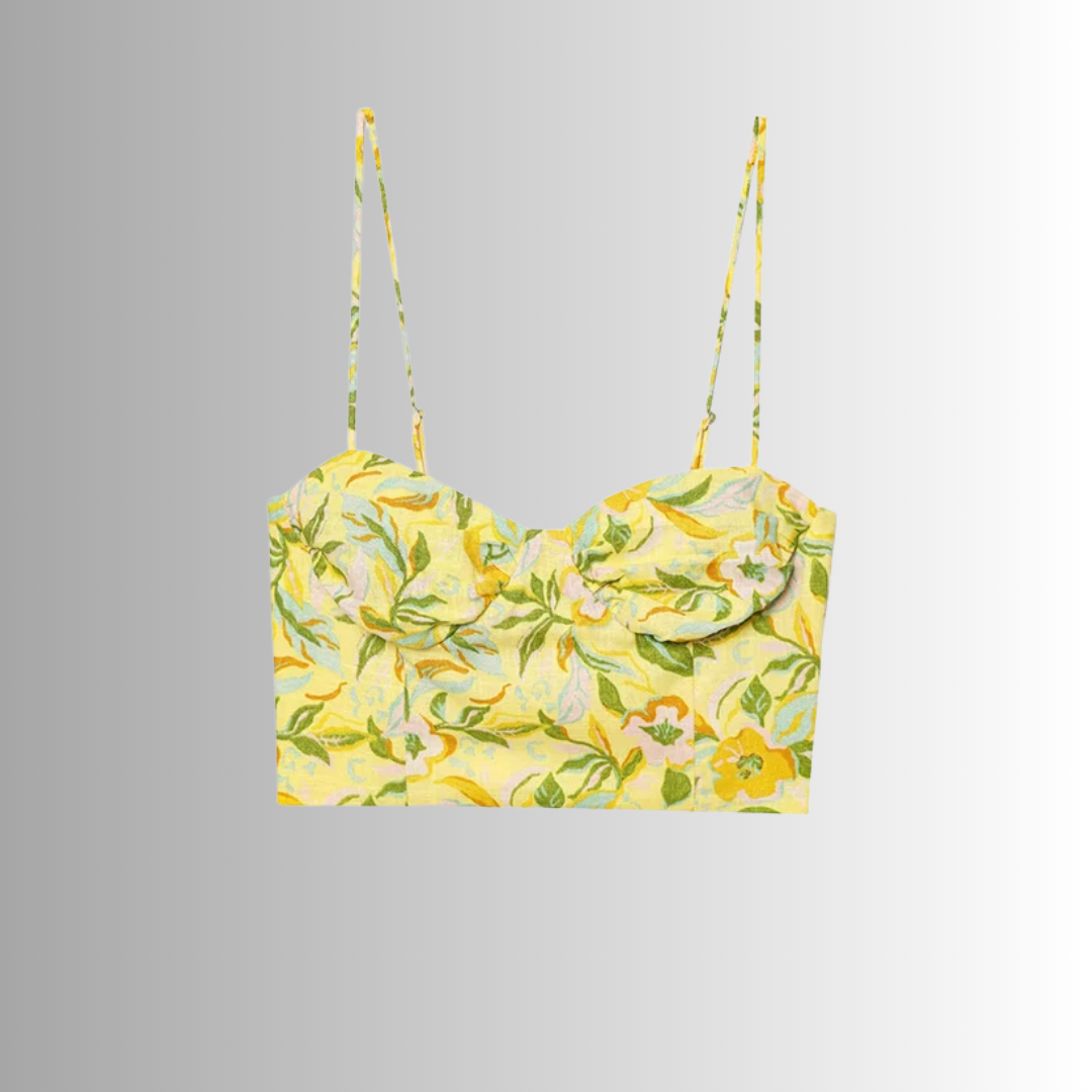 Ensemble deux pièces Rosa – Motif floral jaune