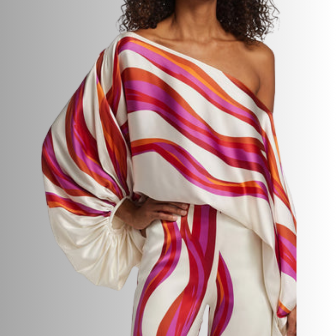 Serena Waves Set – One-Shoulder Top & Flowy Pants