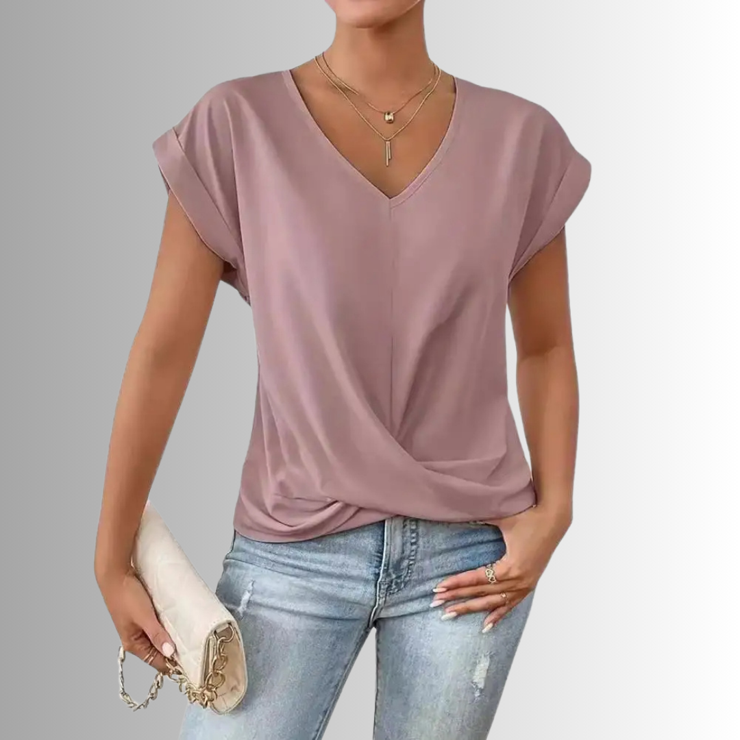 V-Neck Top – Classic  gold pink 