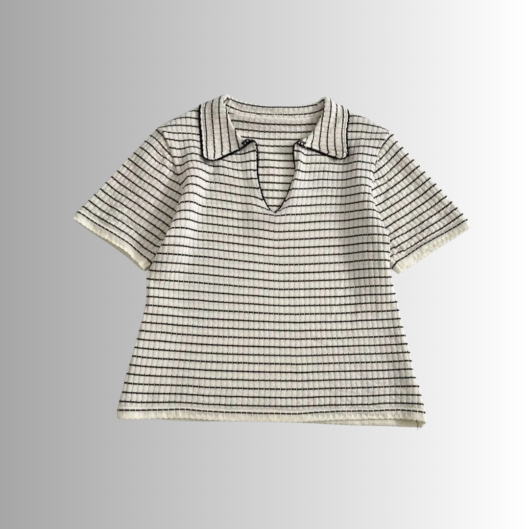 Conjunto de punto Dany: top y pantalón a rayas