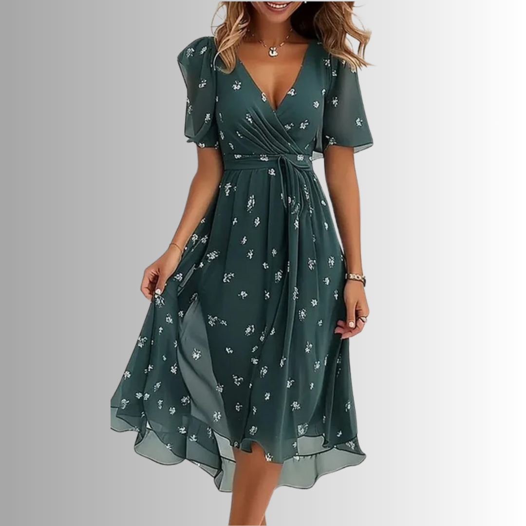 Elsa Robe Midi – Vert Élégant