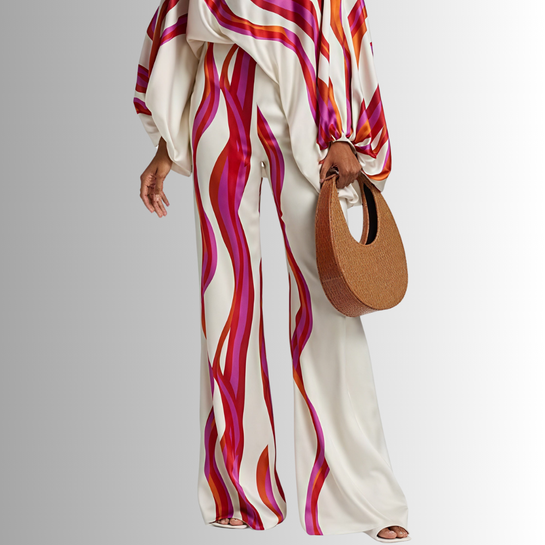 Serena Waves Set – One-Shoulder Top & Flowy Pants