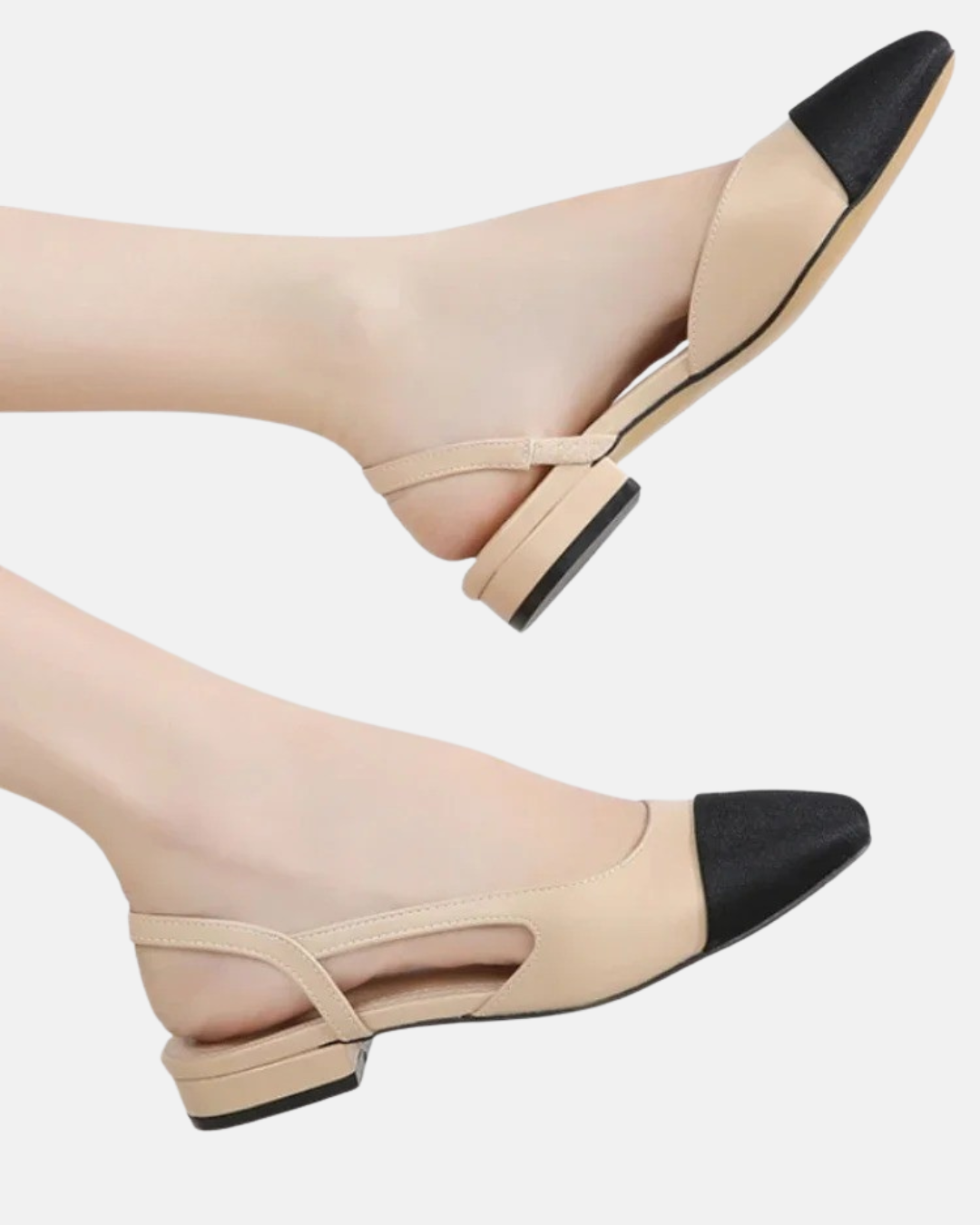 Shana Beige Slingback Pointed Low Block Heel Sandals for Women – Chic & Comfortable Evening Shoes