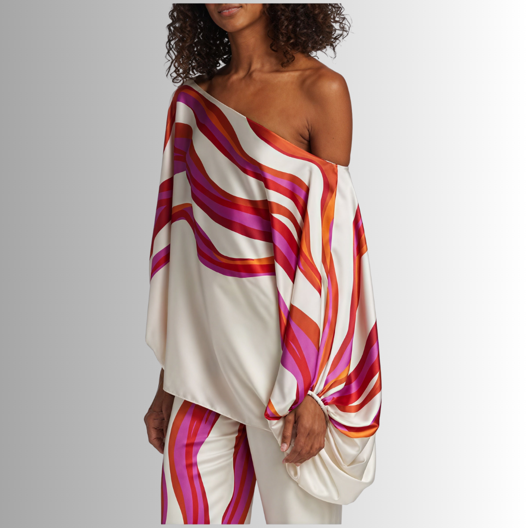 Serena Waves Set – One-Shoulder Top & Flowy Pants