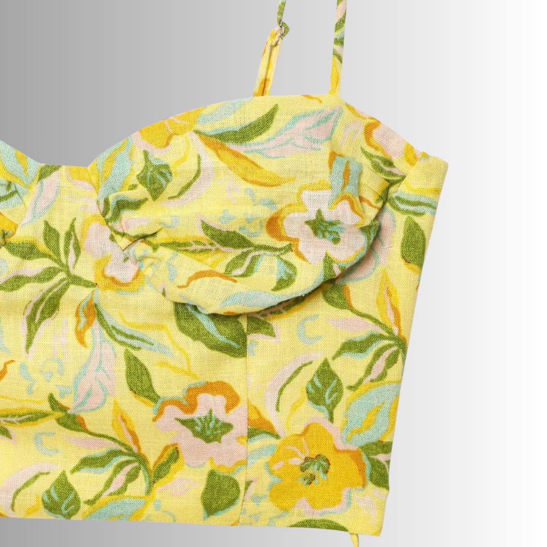 Ensemble deux pièces Rosa – Motif floral jaune