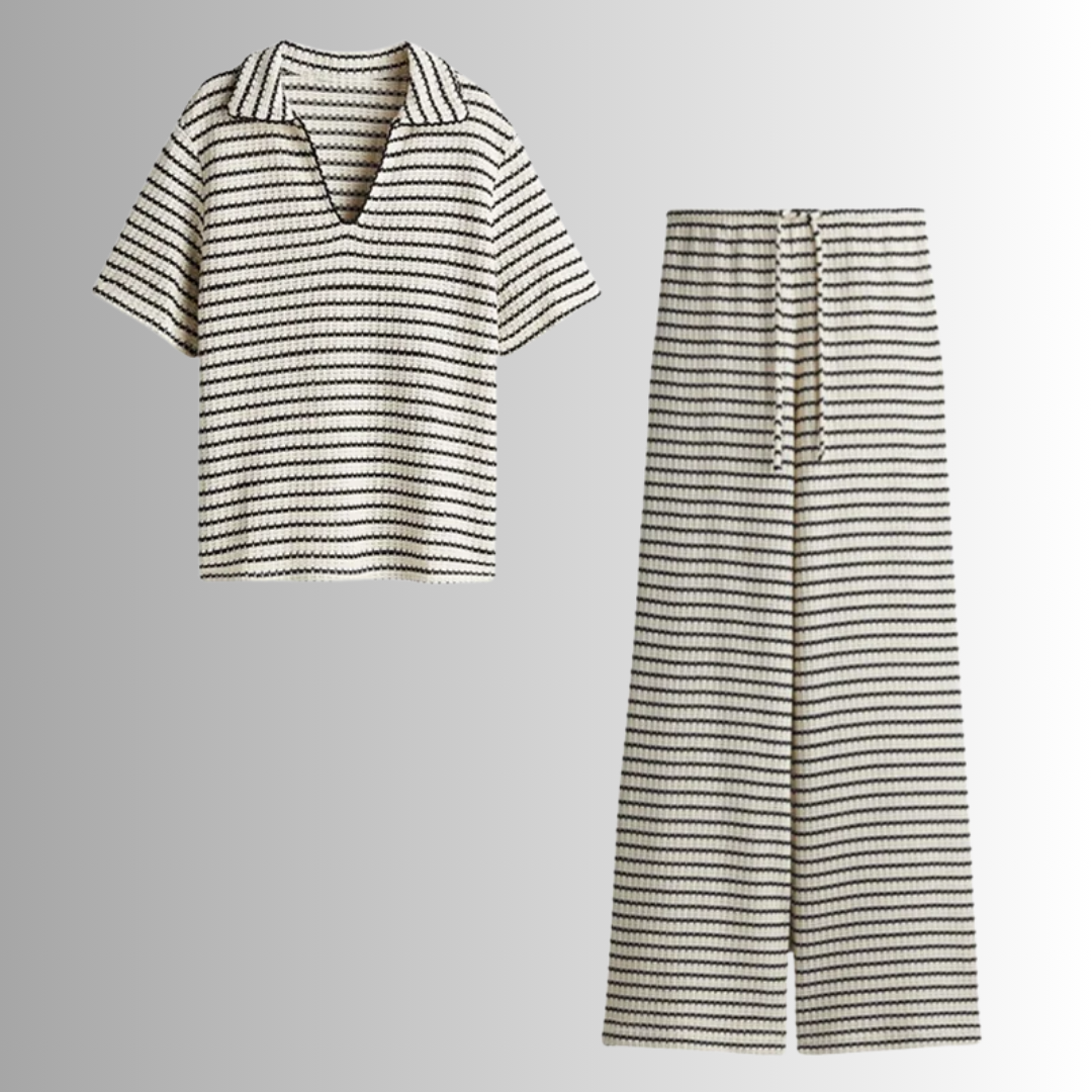 Conjunto de punto Dany: top y pantalón a rayas