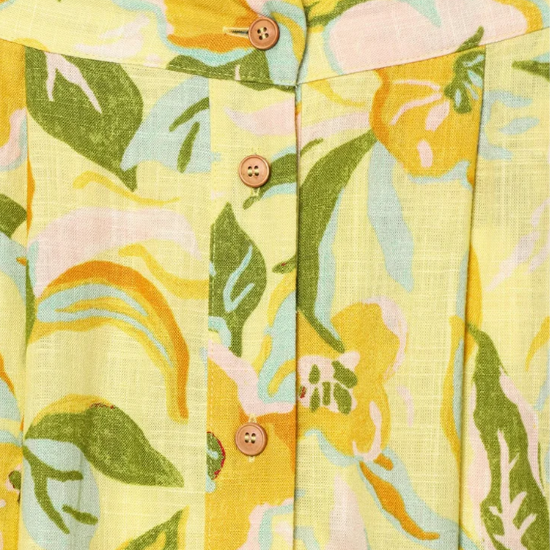 Ensemble deux pièces Rosa – Motif floral jaune