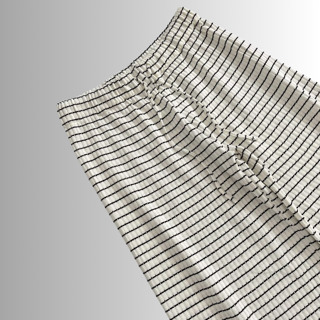 Conjunto de punto Dany: top y pantalón a rayas