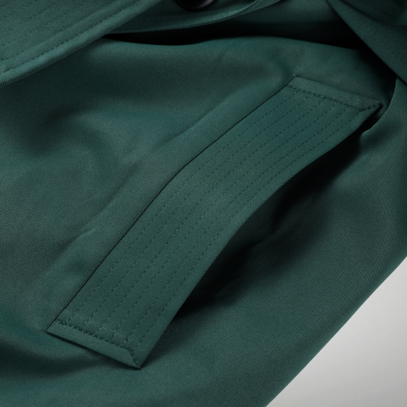 Gabardina verde para mujer – Larga cruzada con cinturón