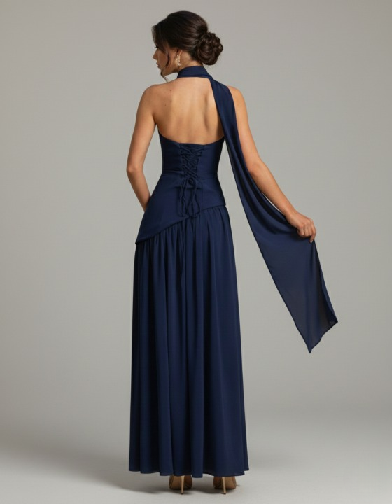 Celestia Navy Maxi Dress for Women – Elegant Long Evening & Formal Dress