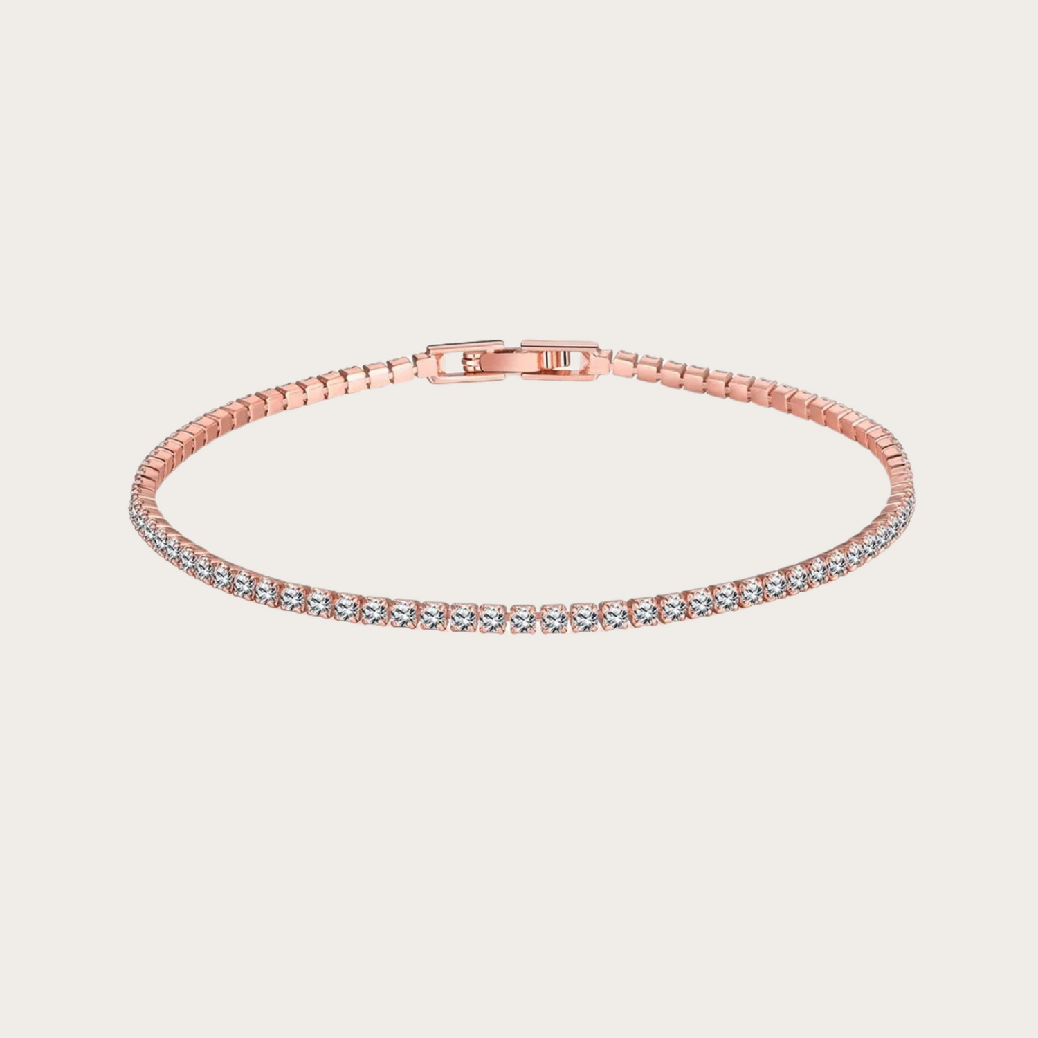 Blush pink tennis bracelet for women with sparkling cubic zirconia, elegant and feminine design