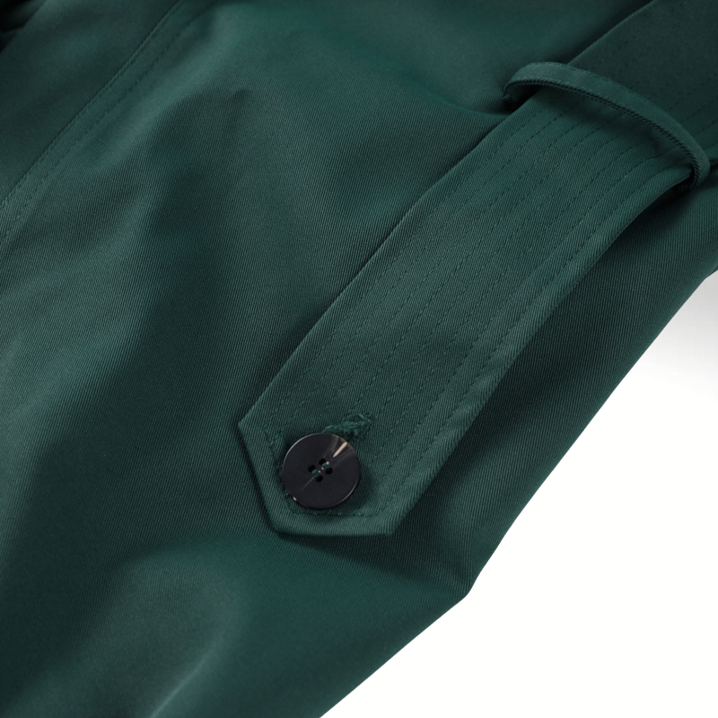 Gabardina verde para mujer – Larga cruzada con cinturón