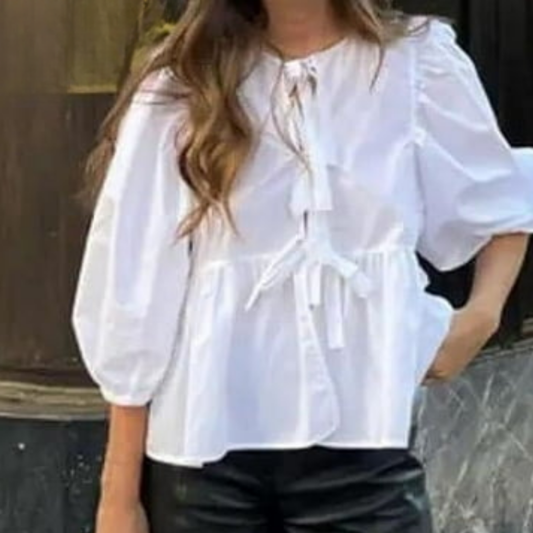 Noeva Tie Blouse – Leopard Print