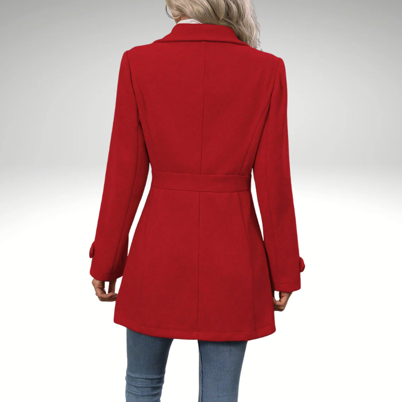 Pamela – Abrigo de lana rojo de largo medio | Elegante y cálido