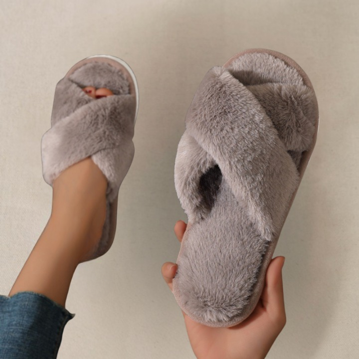Soft and warm brown slippers for women