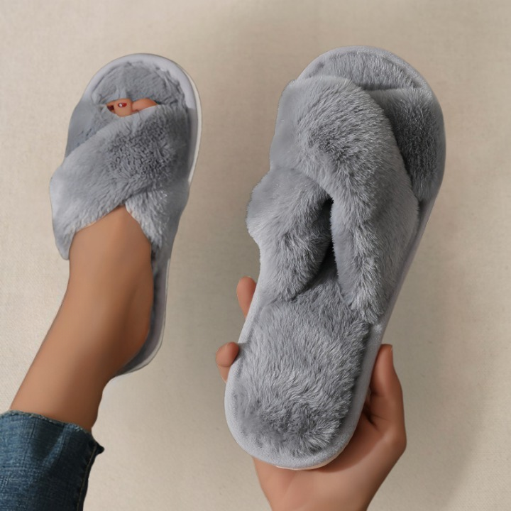 Women’s Slippers - Warm & Cozy Non-Slip Slides-Grey