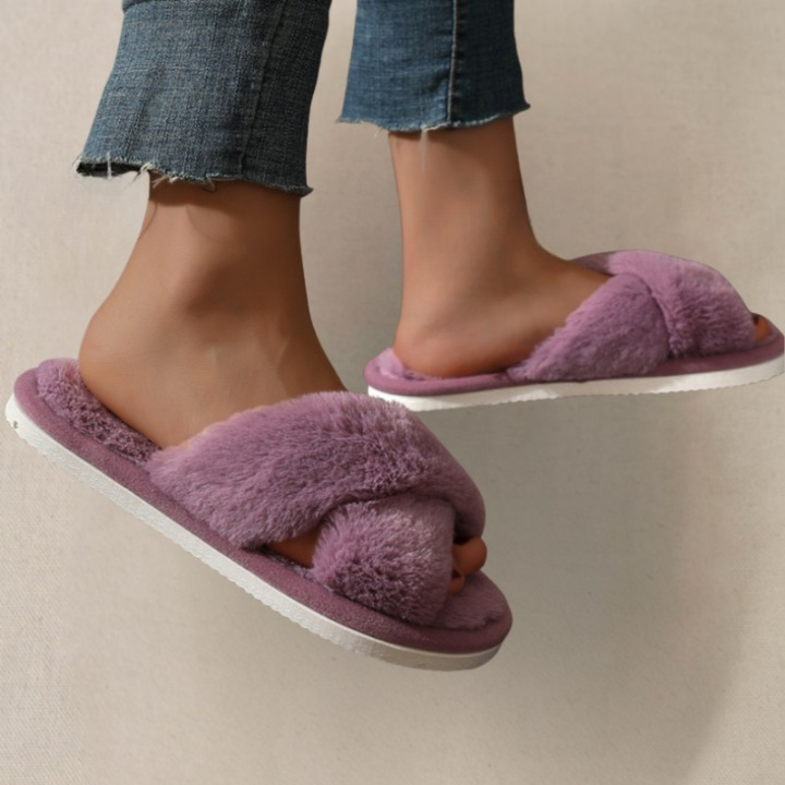 Soft and warm purple slippers for women