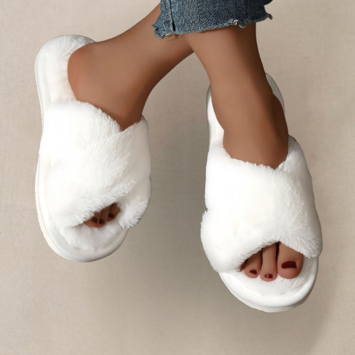 Close-up of leopard print fluffy slippers texture