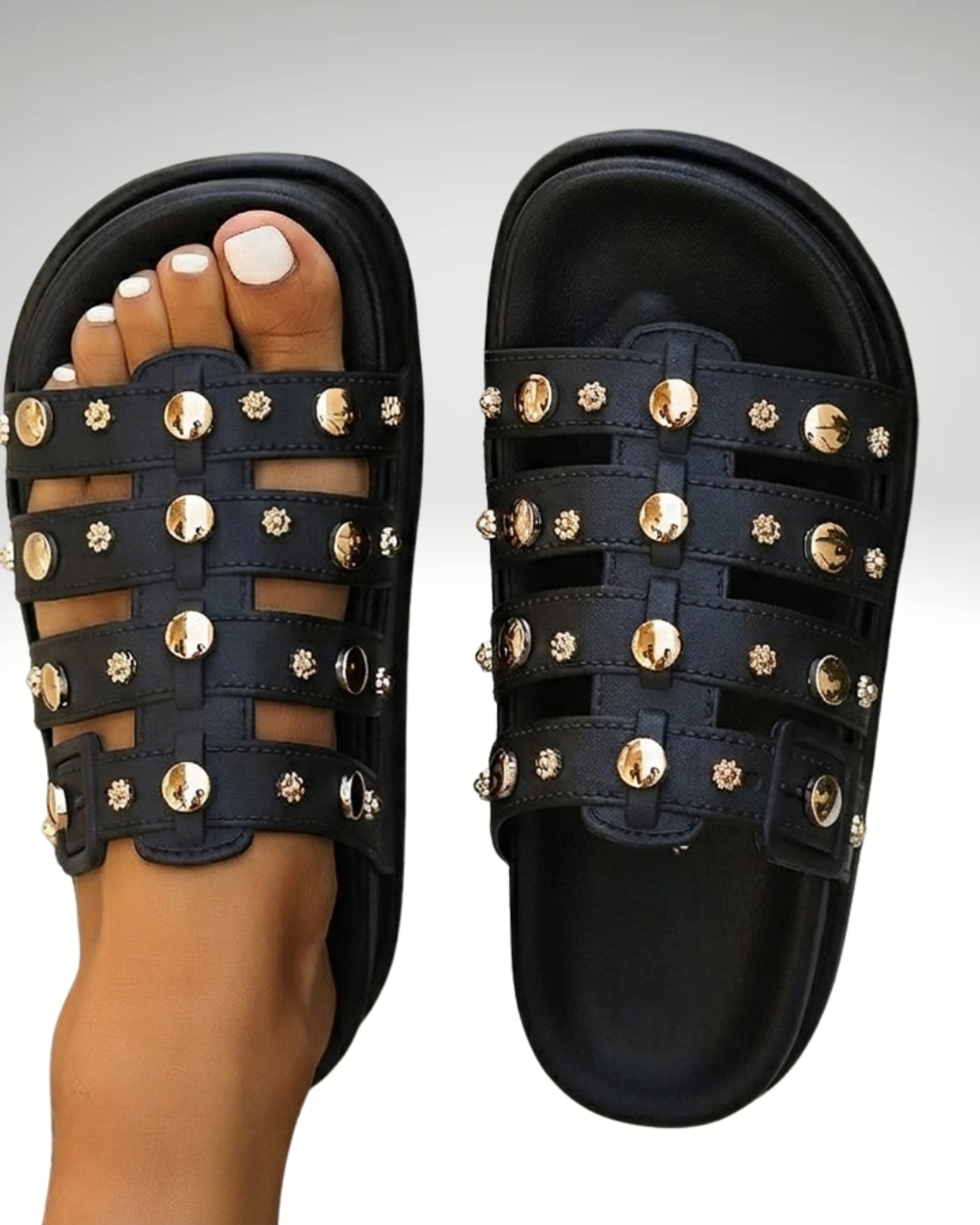 black women’s studded Roman sandals open toe summer