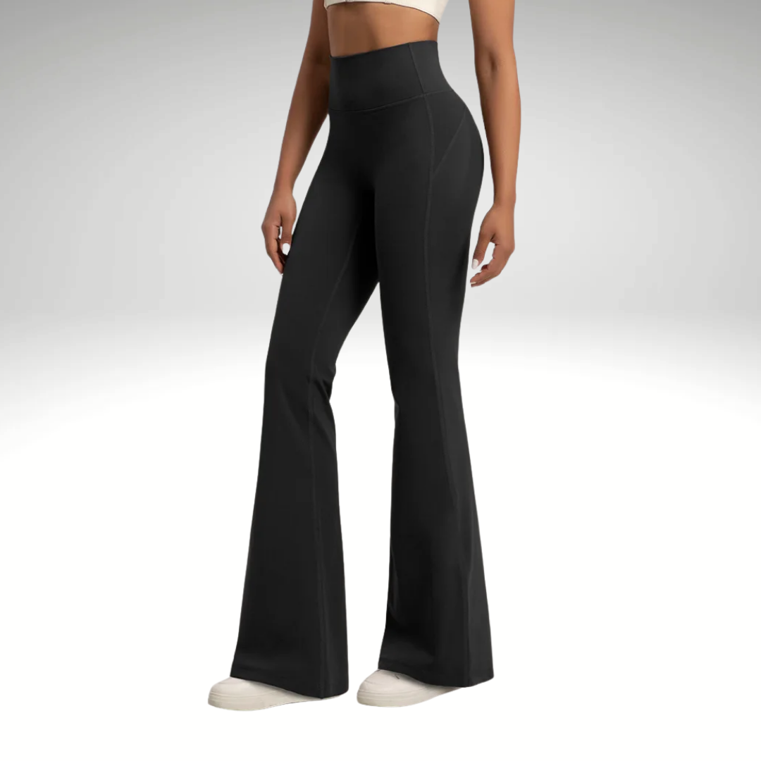 Black flare workout pants women tummy control