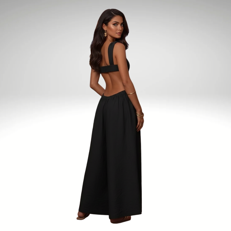 black Fluid women’s pants jumpsuit, back view