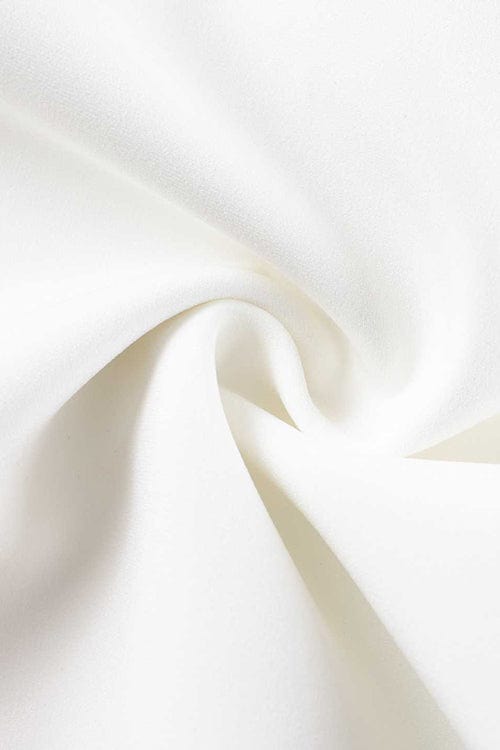 Black patchwork lace detail on an elegant white maxi dress for women