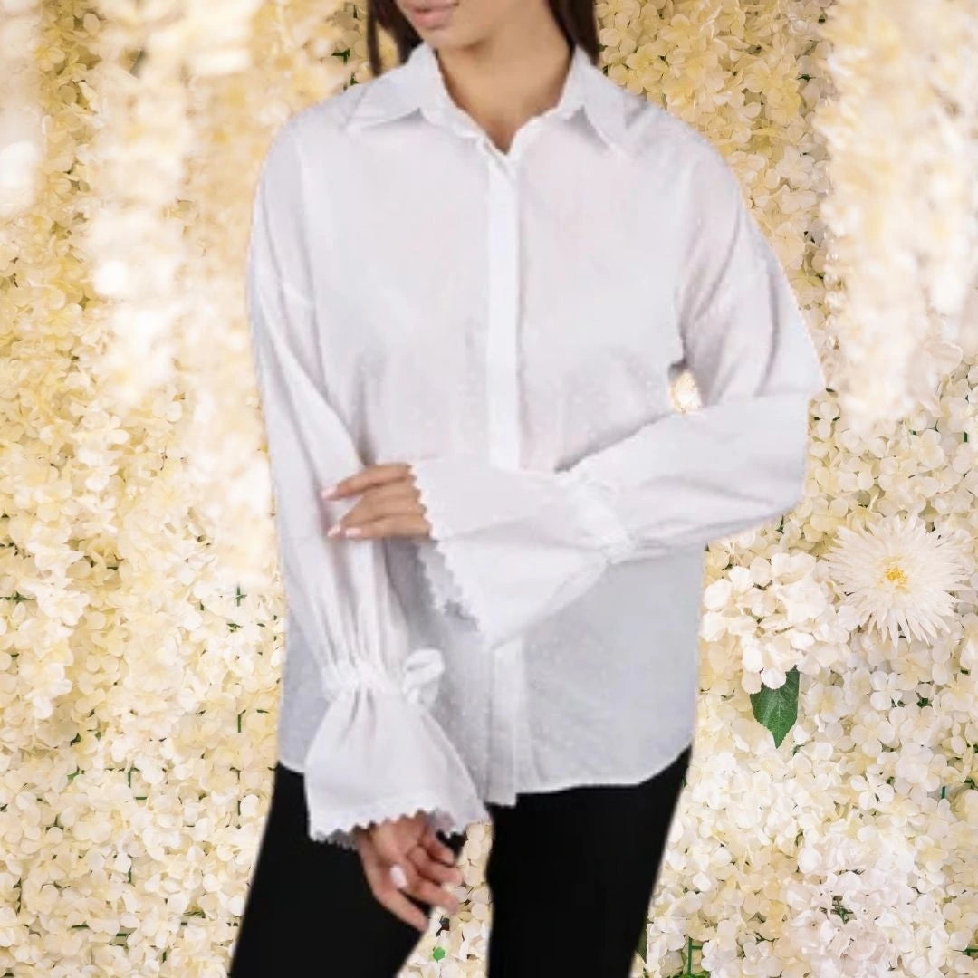 Close-up of sleeve detail on lightweight cotton shirt