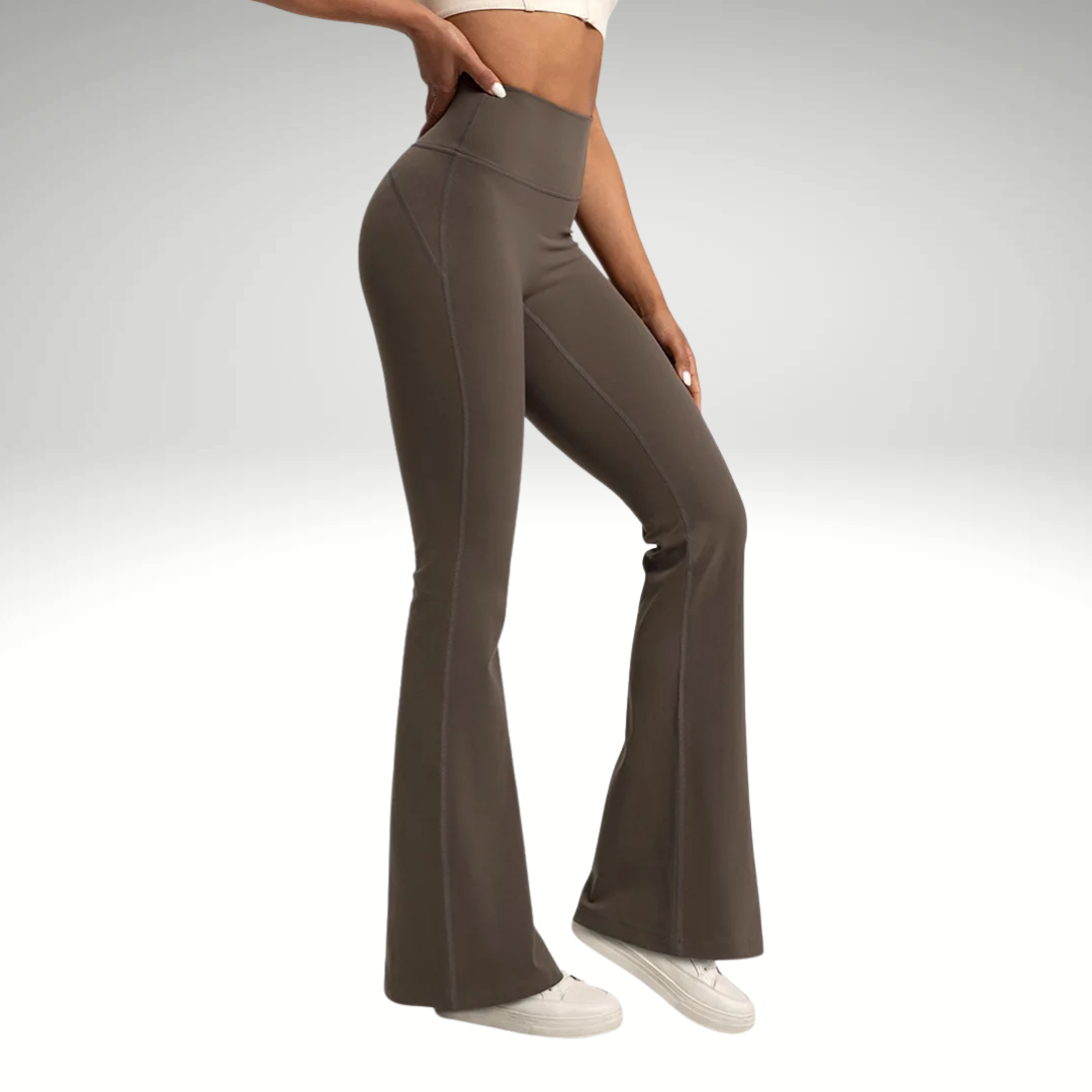 Brown flare fitness pants for women casual & sport