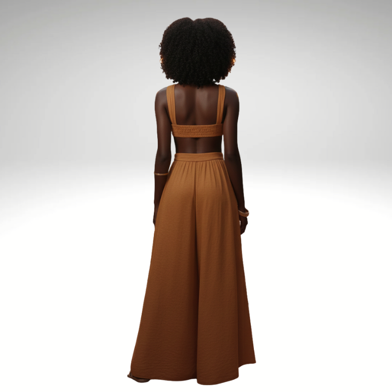 brown Fluid women’s pants jumpsuit, back view