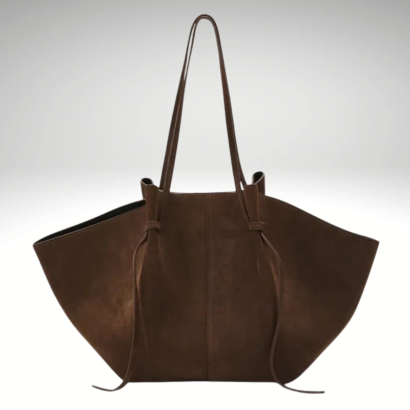 Brown vintage faux suede designer handbag for women