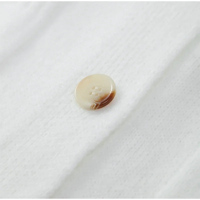 Nate – Veste Oversize Décontractée/ Gilet à Col V Boutonné, Blanc