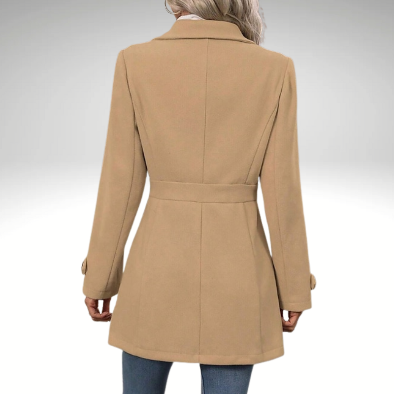 Brown durable mid-length wool coat for women autumn winter