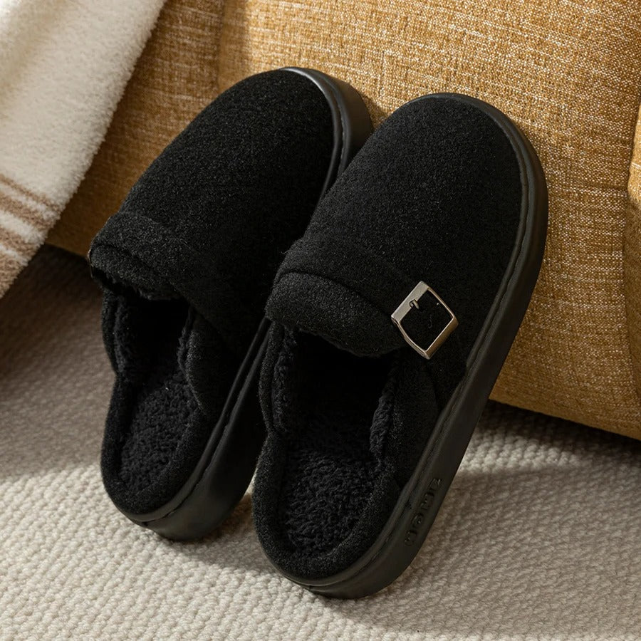 Black women’s home slippers for couples, warm and comfy