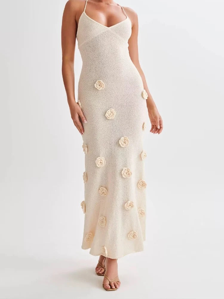 Vestido largo Solana | Elegante vestido playero de verano con detalles florales