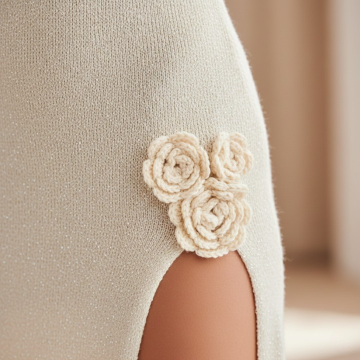 flower pattern beach dress  close up detail 