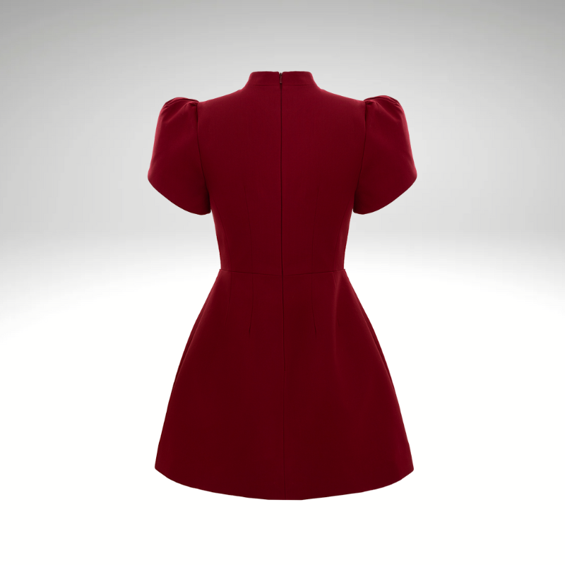 Elegant red dress for women, perfect for evening events-back