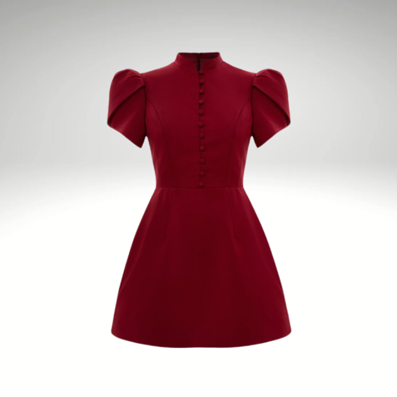 Sexy A-line cocktail dress with high neckline