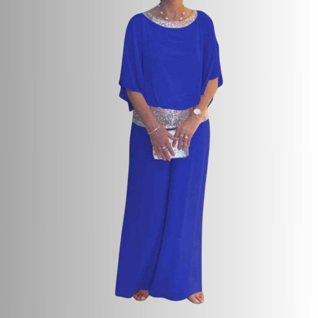 Elegant blue women’s outfit for ceremony