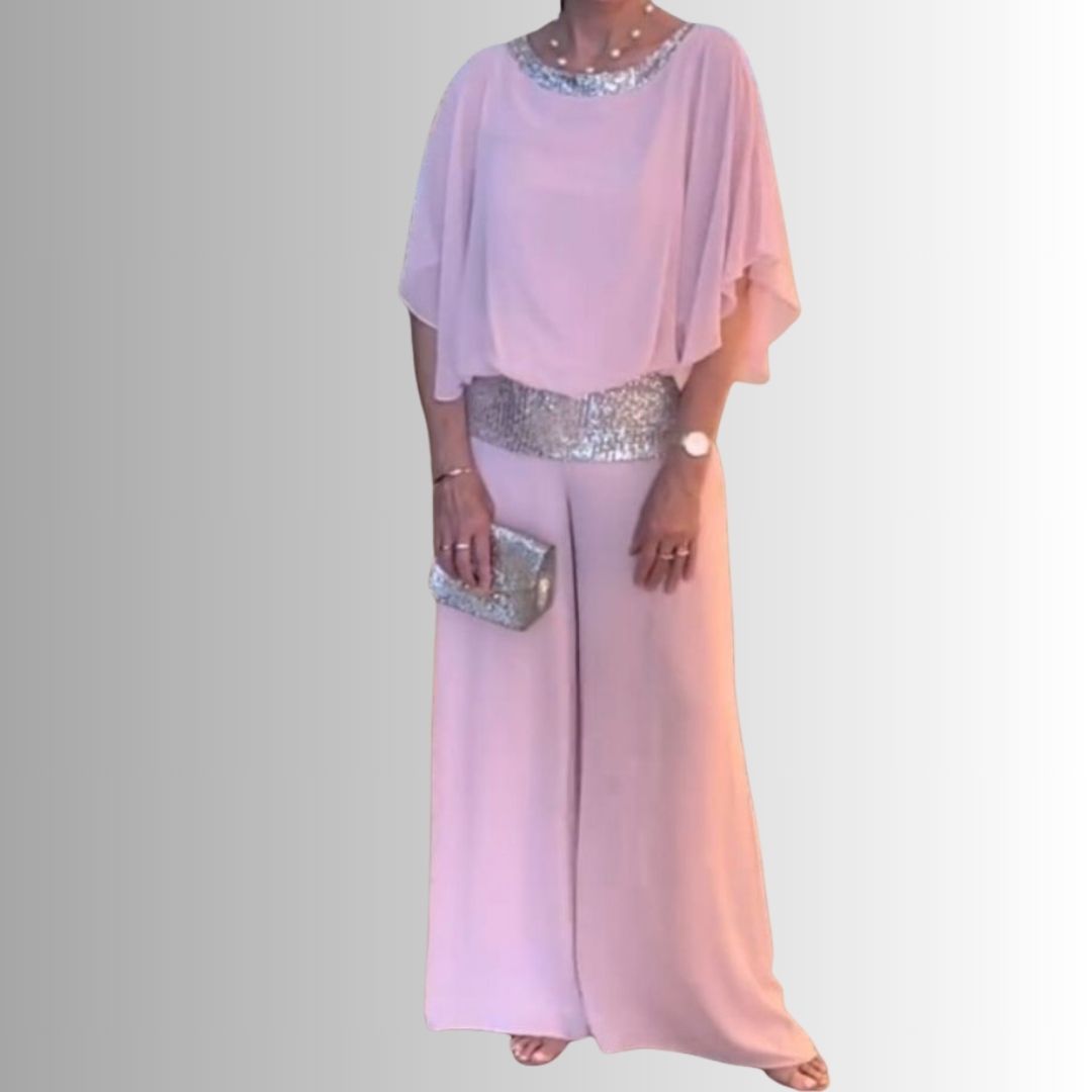 Elegant pink women’s outfit for ceremony