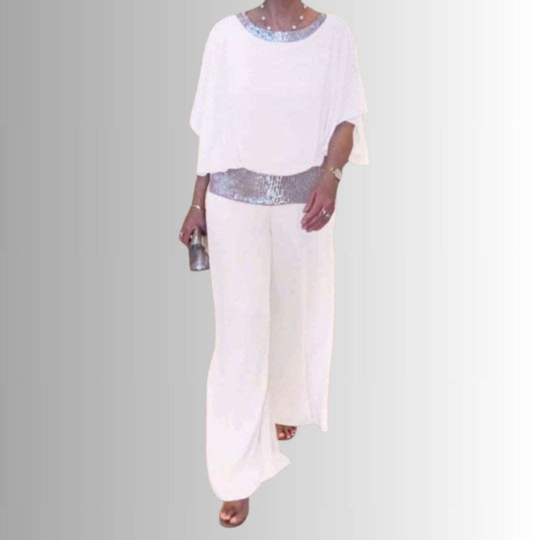 Elegant white women’s outfit for ceremony