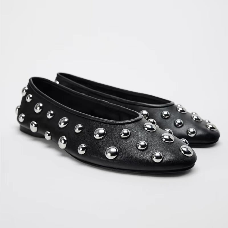 Elia Shoes studded black ballet flats for women