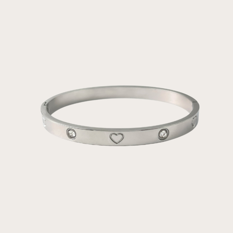 Ella Silver Bangle Bracelet with crystal accents – main elegant view