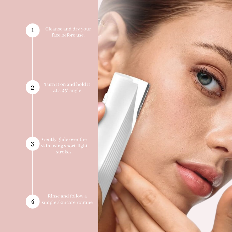 GlissSkin+ Dermaplaning Tool in a beauty routine for radiant, flawless skin