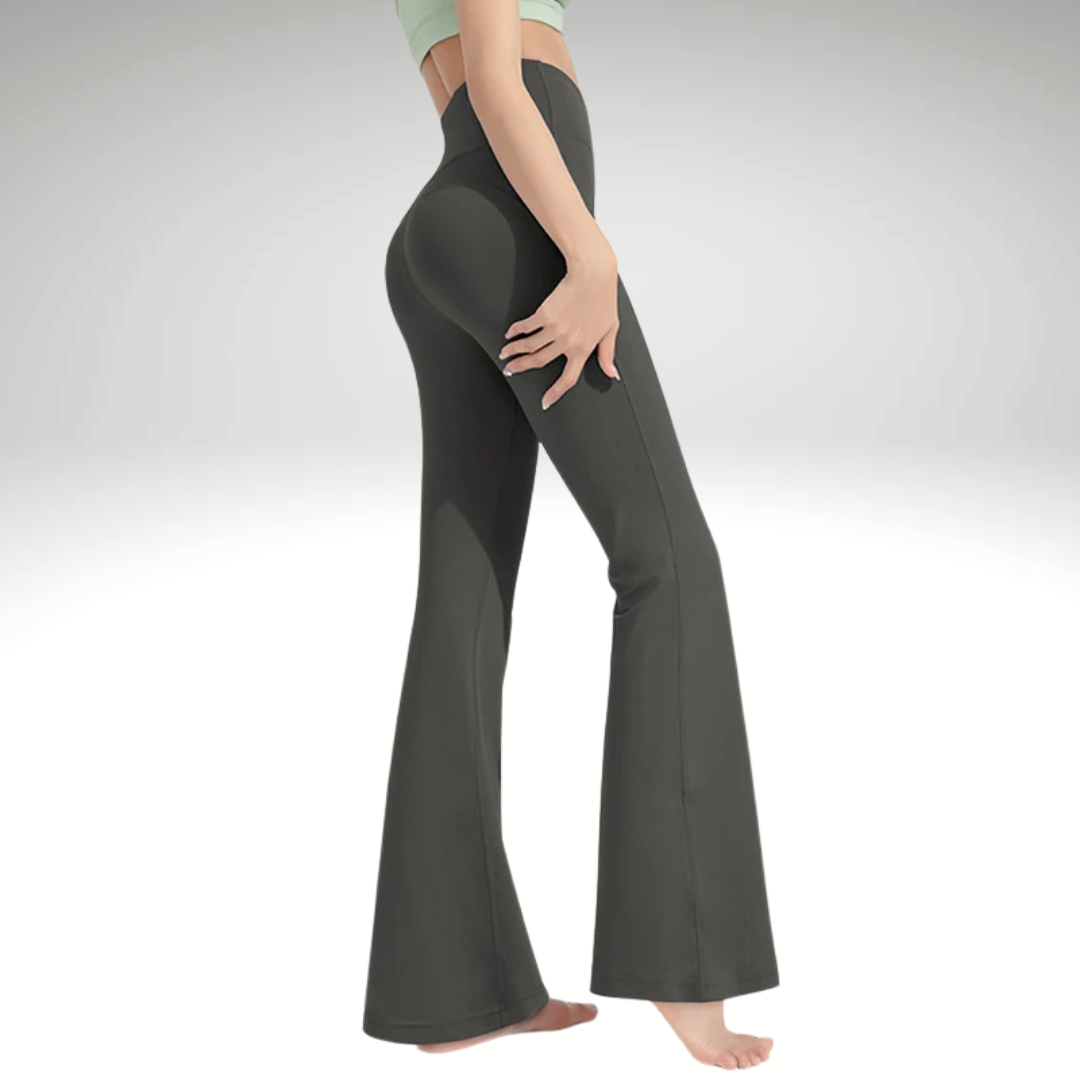 Grey high rise flare leggings for women