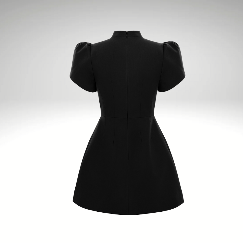 Women’s short sleeve high neck dress in black