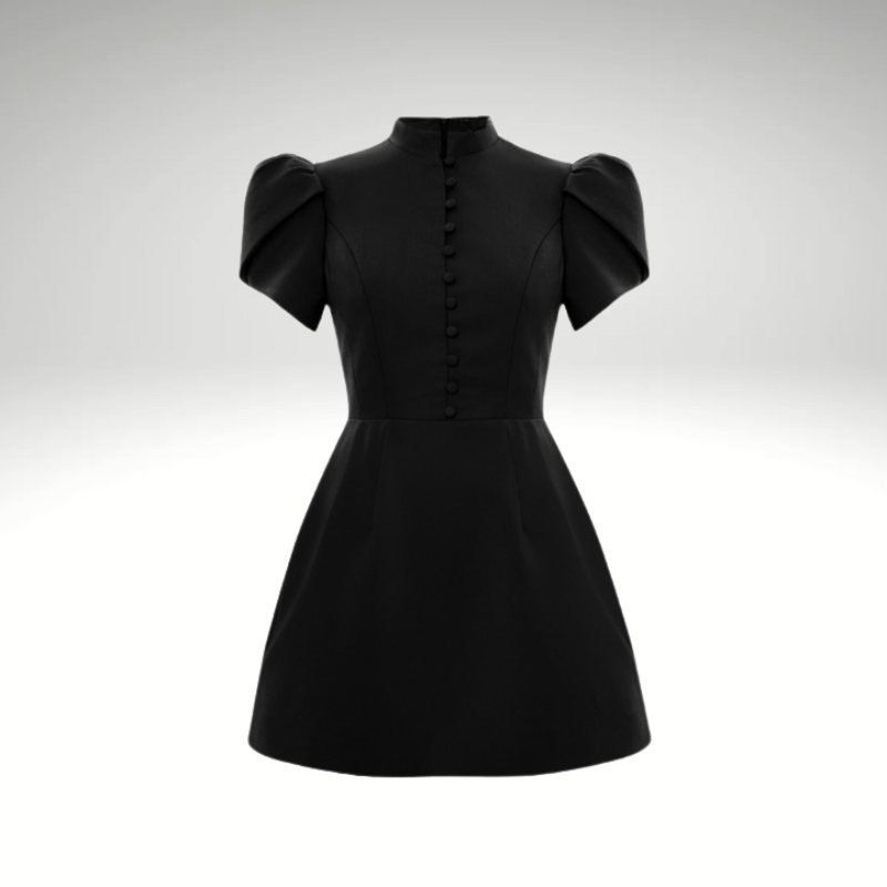 Women’s short sleeve high neck dress front