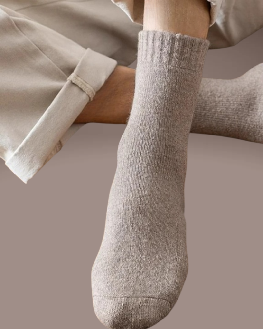 Beige merino wool blend winter socks – warm and breathable design