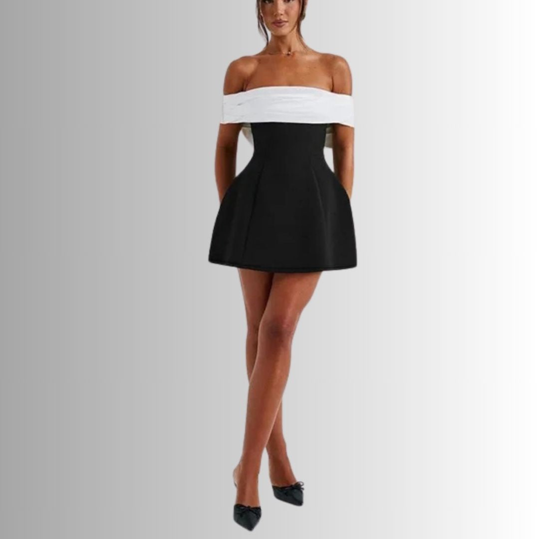 Diana Dress chic short black and white front view